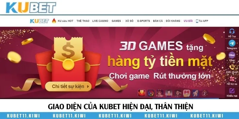 Giao diện Kubet hiện đại, thân thiện